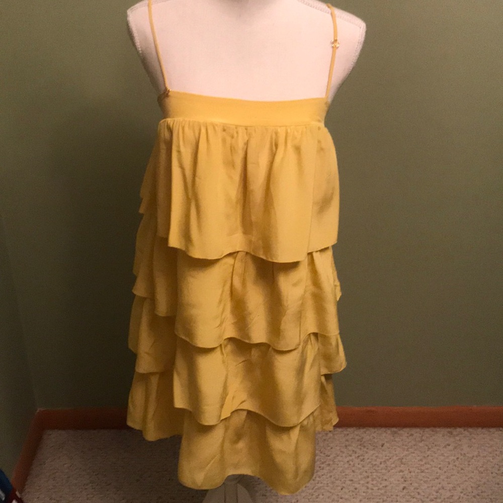 Whitley- Yellow ruffled spaghetti strapped dress